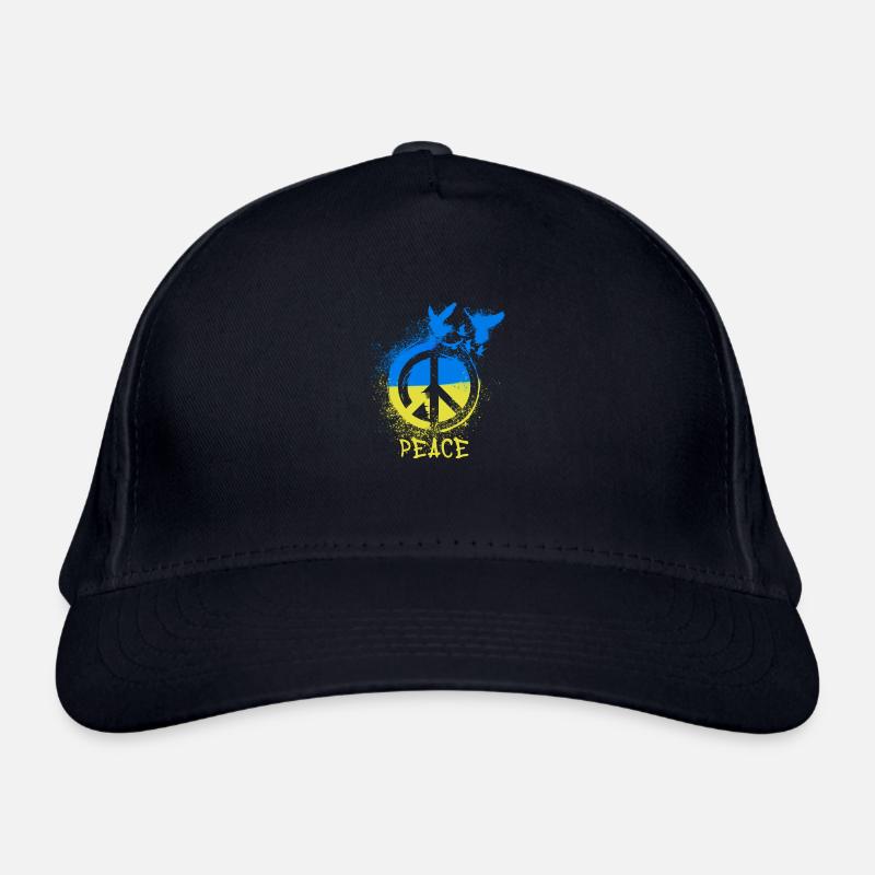 peace ,ukraine, peace, flagge, friede, tauben - Bio-Baseballkappe - Navy