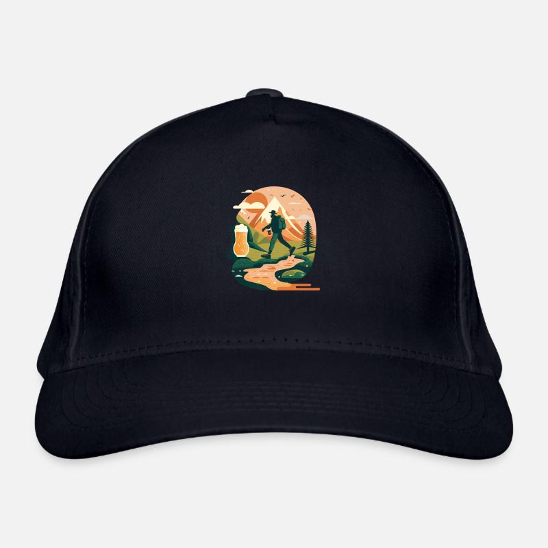 Beer hike in the mountains with backpack Organic Baseball Cap