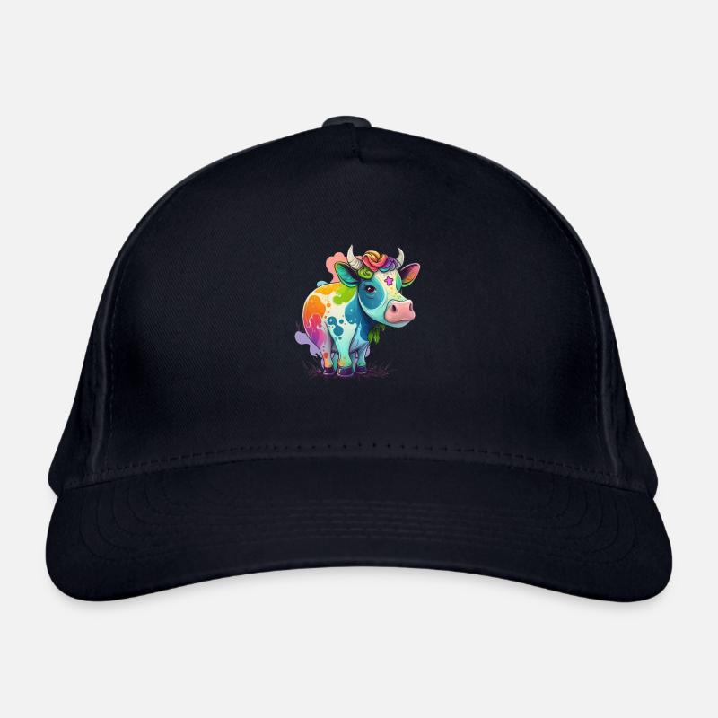 Dessin de vache arc-en-ciel Casquette classique bio