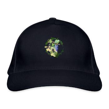 Feuilles de vignes avec raisins blanc et noir - Casquette classique bio - marine - Devant