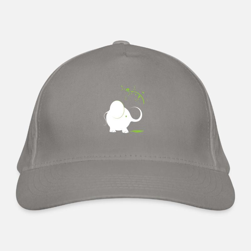 Éléphant blanc avec peinture verte Casquette classique bio