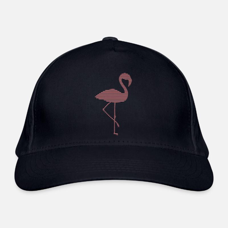 stripes lines pattern silhouette outline flamingo Organic Baseball Cap