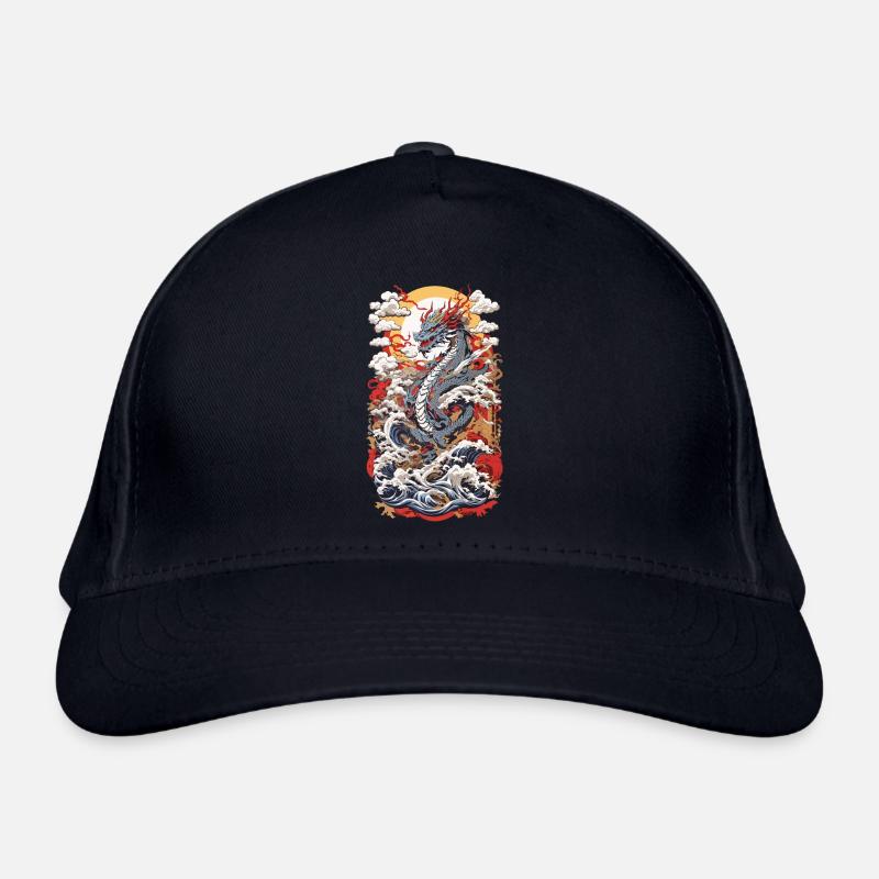 Ukiyo-E Stil Asiatischer Drache Retro Design Bio-Baseballkappe