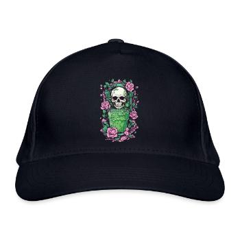 Gothic Skull mit Gift Cocktail Halloween Design - Bio-Baseballkappe - Navy - Vorne