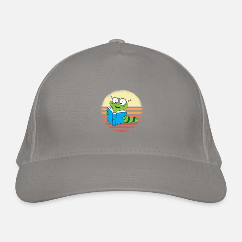 Bookworm Retro Sunset Design Organic Baseball Cap