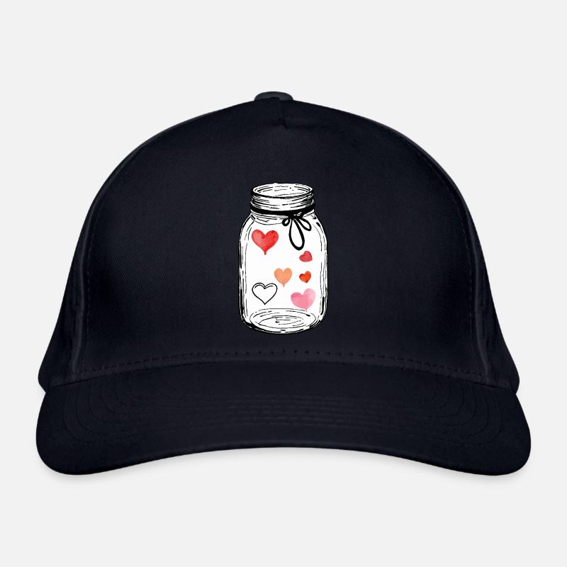 Pot plein d'aquarelles de coeurs d'amour Casquette classique bio