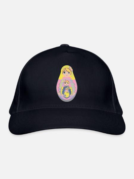 Conception de poupée matriochka gigogne - Casquette classique bio - marine - Devant