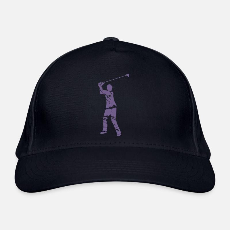 Silhouette de golfeur de golf - Design Grunge blanc Casquette classique bio