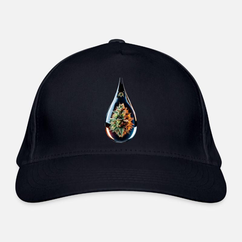 Cannabisbud im Glastropfen - Hanf - Weed - Bio-Baseballkappe - Navy