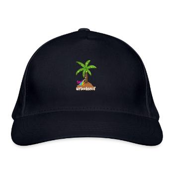 urlaubsreif,urlaub,ferien,palme,insel - Bio-Baseballkappe - Navy - Vorne