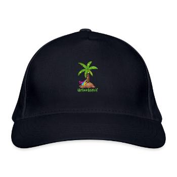 urlaubsreif,urlaub,ferien,palme,insel - Bio-Baseballkappe - Navy - Vorne