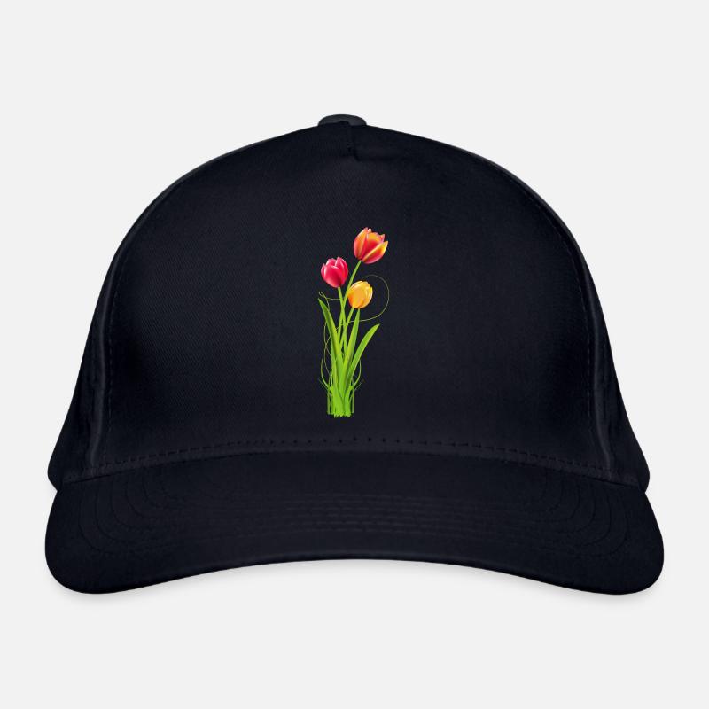 Three brightly coloured tulips as a spring bouquet Organic Baseball Cap