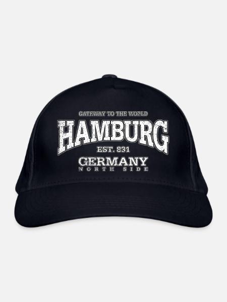 Hamburg (white oldstyle) - Bio-Baseballkappe - Navy