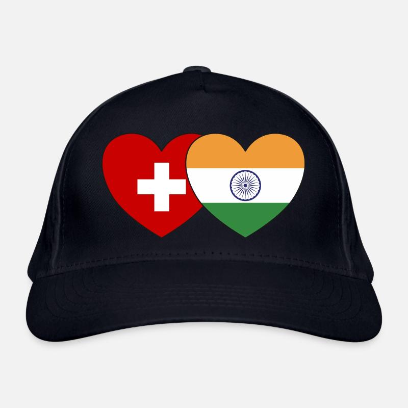 Suisse Inde Drapeau Coeur Casquette classique bio