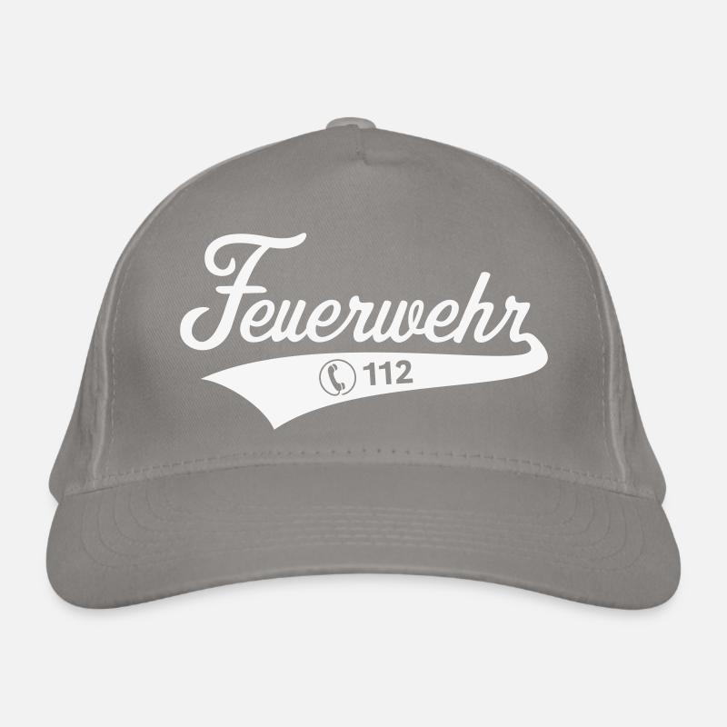 Feuerwehr Tel. 112 (Notruf Feuerwehrmann / White) Bio-Baseballkappe