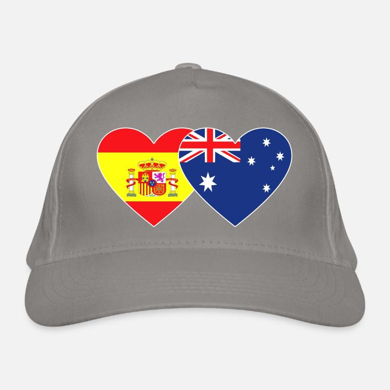 Spain Australia Flag Heart Organic Baseball Cap