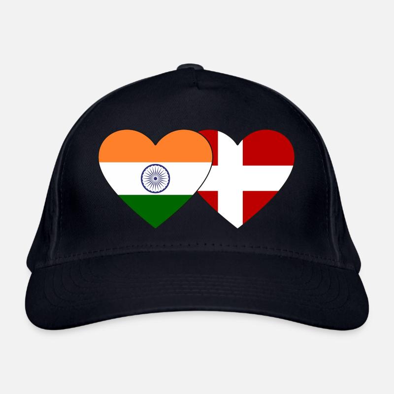 India Denmark Flag Heart Organic Baseball Cap