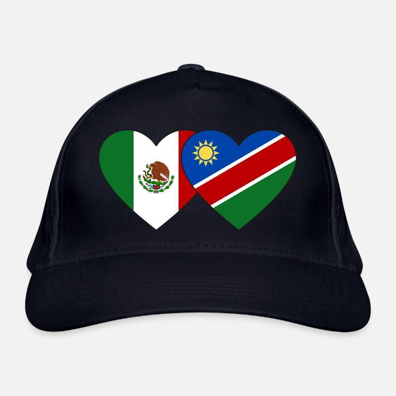 Mexico Namibia Flag Heart Organic Baseball Cap