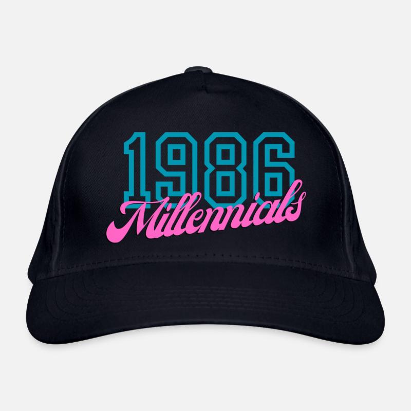 1986 Millennials Retro Numeric Design Organic Baseball Cap