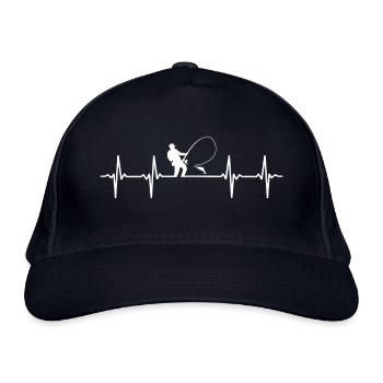 Angler Fischer Herzschlag Angeln - Bio-Baseballkappe - Navy - Vorne