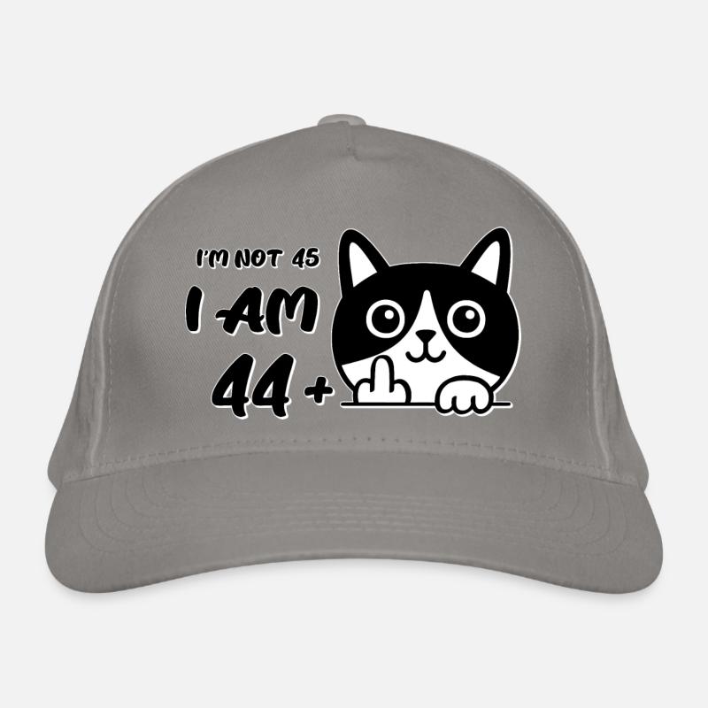 Ich bin nicht 45, ich bin 44 plus 1 Mittelfinger Katzenflipp Bio-Baseballkappe