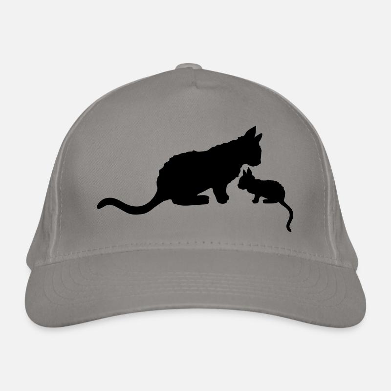 Mama Cat Kitten Silhouette Organic Baseball Cap