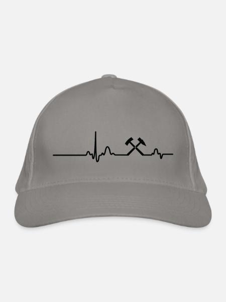 EKG Linie - Schwarz - Bio-Baseballkappe - Hellgrau