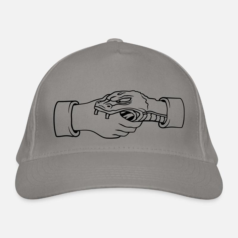 Shaking hands Snake bites hand Organic Baseball Cap
