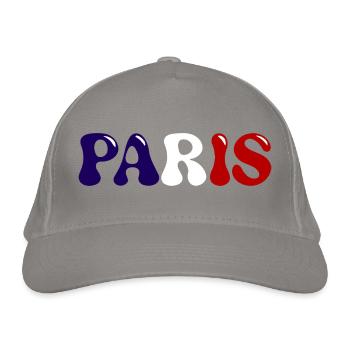 Pariser Typografie Frankreich Blau-Weiß-Rote Fahne - Bio-Baseballkappe - Hellgrau - Vorne