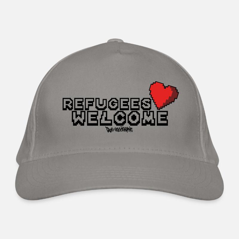 Refugees Welcome Pixel Design Organic Baseball Cap
