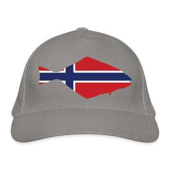 Heilbutt Norwegen für Angler, die im Fjord angeln - Bio-Baseballkappe - Hellgrau - Vorne
