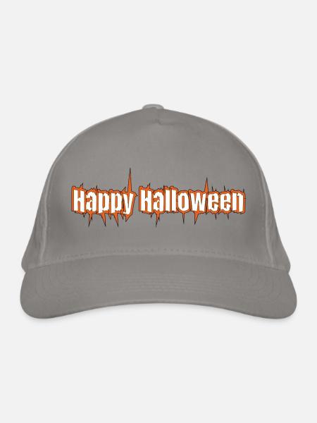 Fröhlicher Halloween-Schriftzug Grusel - Bio-Baseballkappe - Hellgrau
