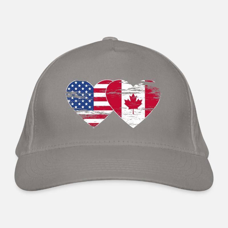 États-Unis, Canada, Drapeau Coeur Utilisé Casquette classique bio