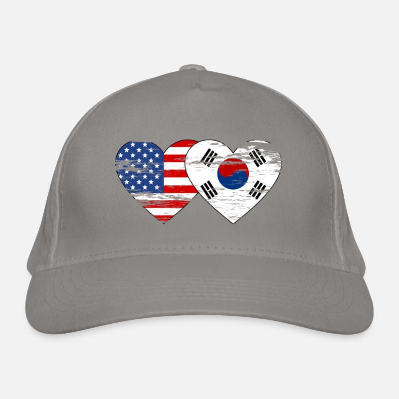 Cœur de drapeau de la Corée du Sud utilisé Casquette classique bio