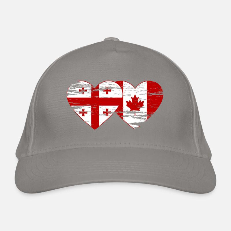 Georgia Canada flag heart used Organic Baseball Cap