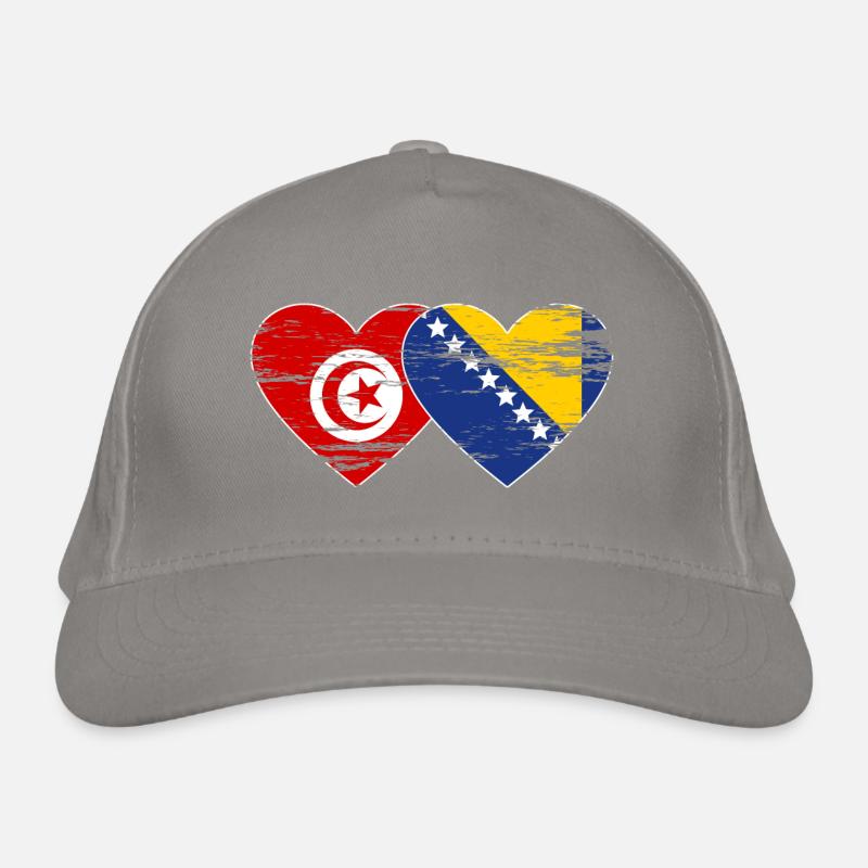 Tunisie Bosnie drapeau coeur utilisé Casquette classique bio