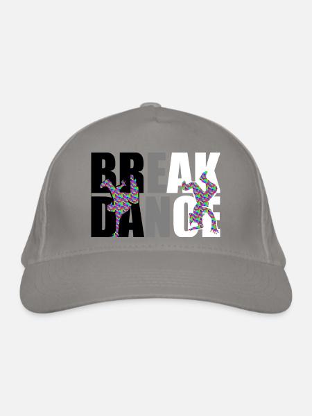 Bunte Breakdance-Silhouetten auf Kontrast - Bio-Baseballkappe - Hellgrau