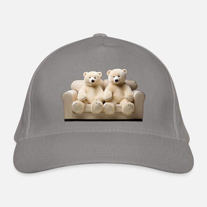 Zwei glückliche Eis-Teddybären auf dem Sofa Bio-Baseballkappe