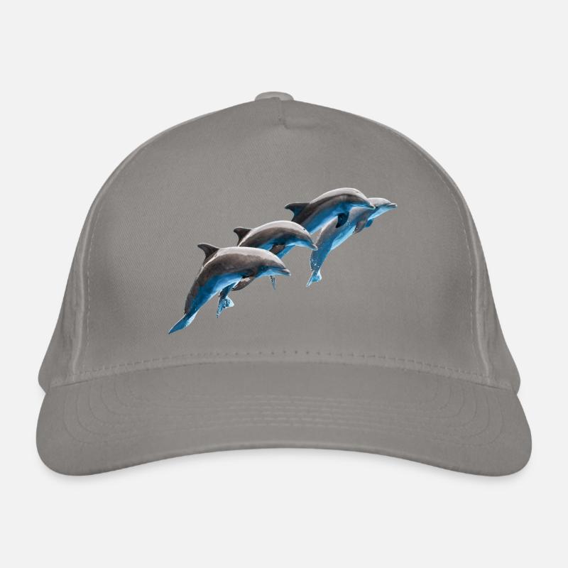 Dolphins Group Jumping, Natural Organic Baseball Cap