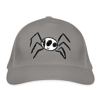 Niedliche Spinne – Handgezeichnetes Halloween-Design - Bio-Baseballkappe - Hellgrau - Vorne