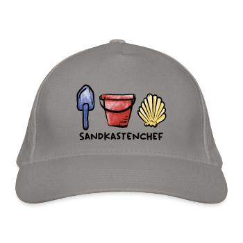 Sandkasten Chef / Spielzeug / Spielplatz / Sommer - Bio-Baseballkappe - Hellgrau - Vorne