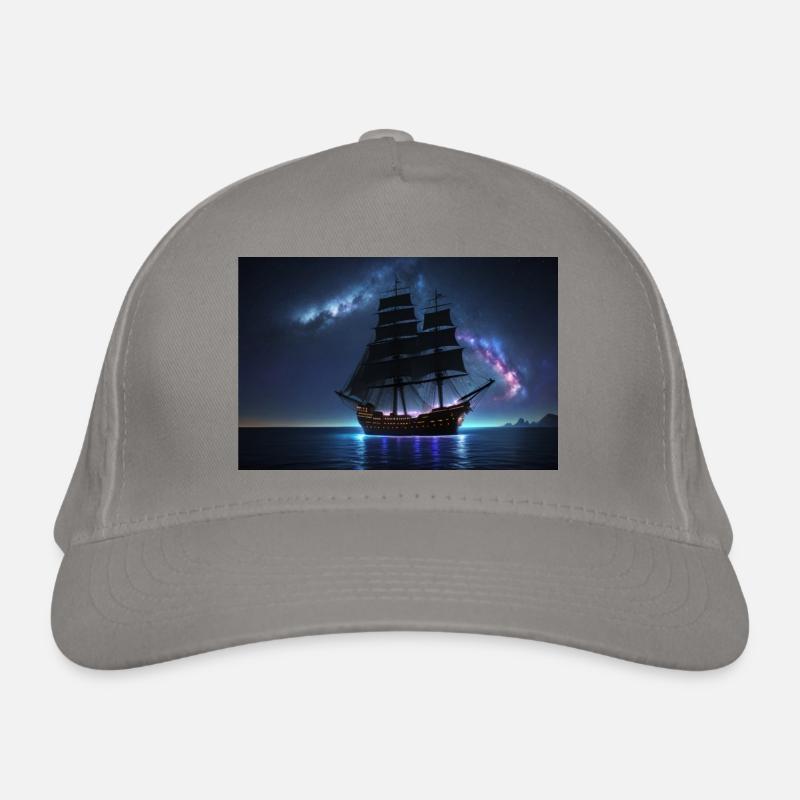 Sailing ship under mystical sky Organic Baseball Cap
