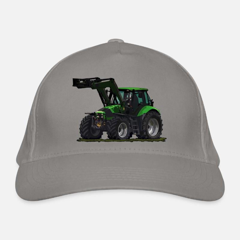 Light green tractor with front loader Organic Baseball Cap