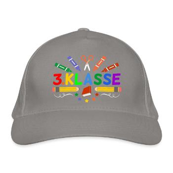 3.Klasse Geschenk Erster Schultag Schulanfang - Bio-Baseballkappe - Hellgrau - Vorne