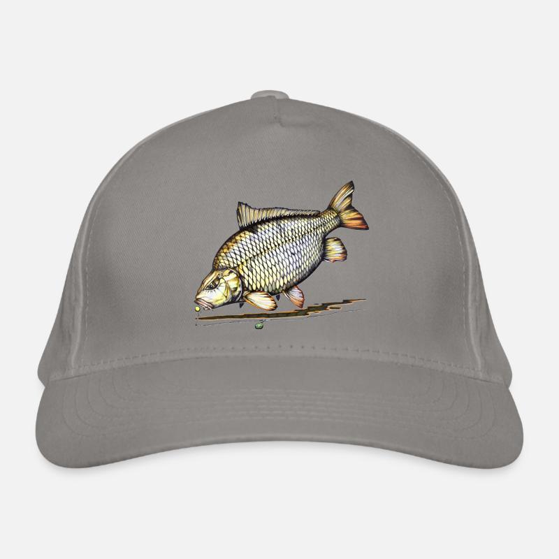 Gemeinsames Design von Karpfenangel-Rig-Anglern - Bio-Baseballkappe - Hellgrau
