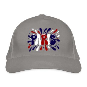 Paris Graffiti & Splash Blue White Red - Bio-Baseballkappe - Hellgrau - Vorne