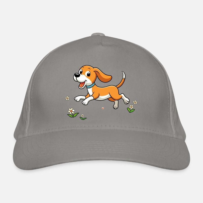 Beagle joyeux courant dans le champ Casquette classique bio