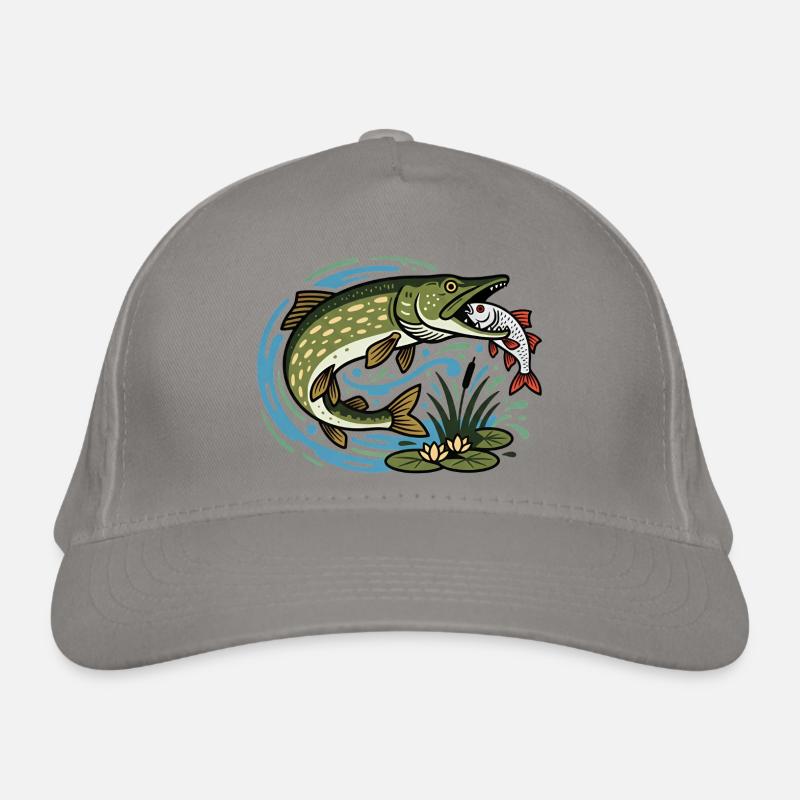 Pike catches roach Organic Baseball Cap