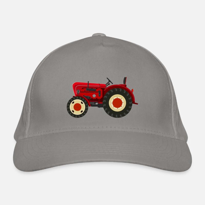 Retro vintage tractor red Organic Baseball Cap