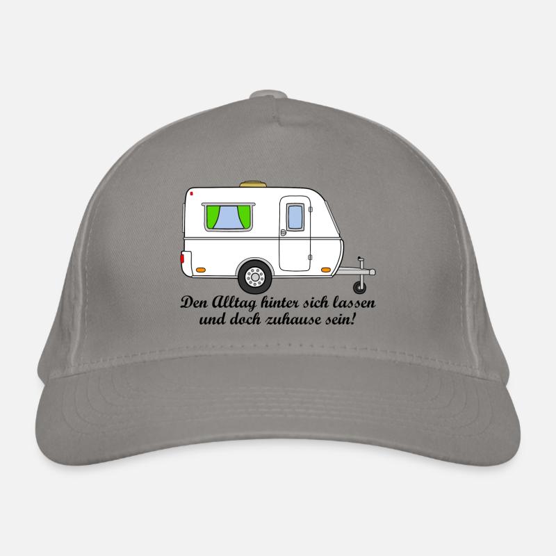 Wohnwagen / Caravan mit Spruch "Alltag" - Bio-Baseballkappe - Hellgrau